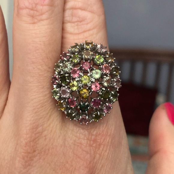 Genuine Unheated Round Tourmaline 3mm 14K White Gold Plate 925 Silver Ring 8 - Picture 6 of 17